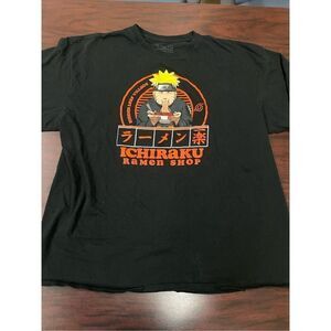 Naruto Ichiban Ramen Shop Anime Graphic Short Sleeve Black Tee Size 2XL Mens